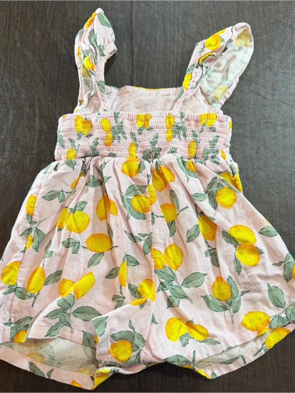 GAP Baby Pink and Yellow Lemon Print Romper Sz 4